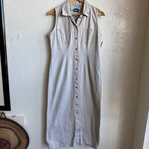 90s Light Tan Cream Cotton Maxi Dress Small